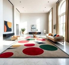 Handcrafted Circle Pattern Modern Living Room Rug